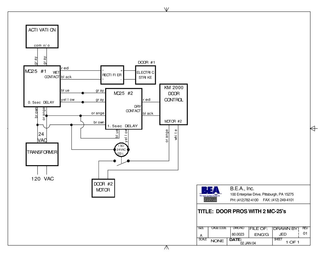 BEA 80.0011.02 manual Title Door Pros with 2 MC-25s 