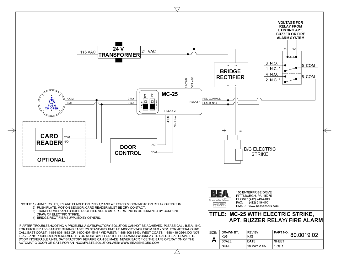 BEA 80.0011.02 manual Bridge Rectifier, Optional, 80.0019.02 