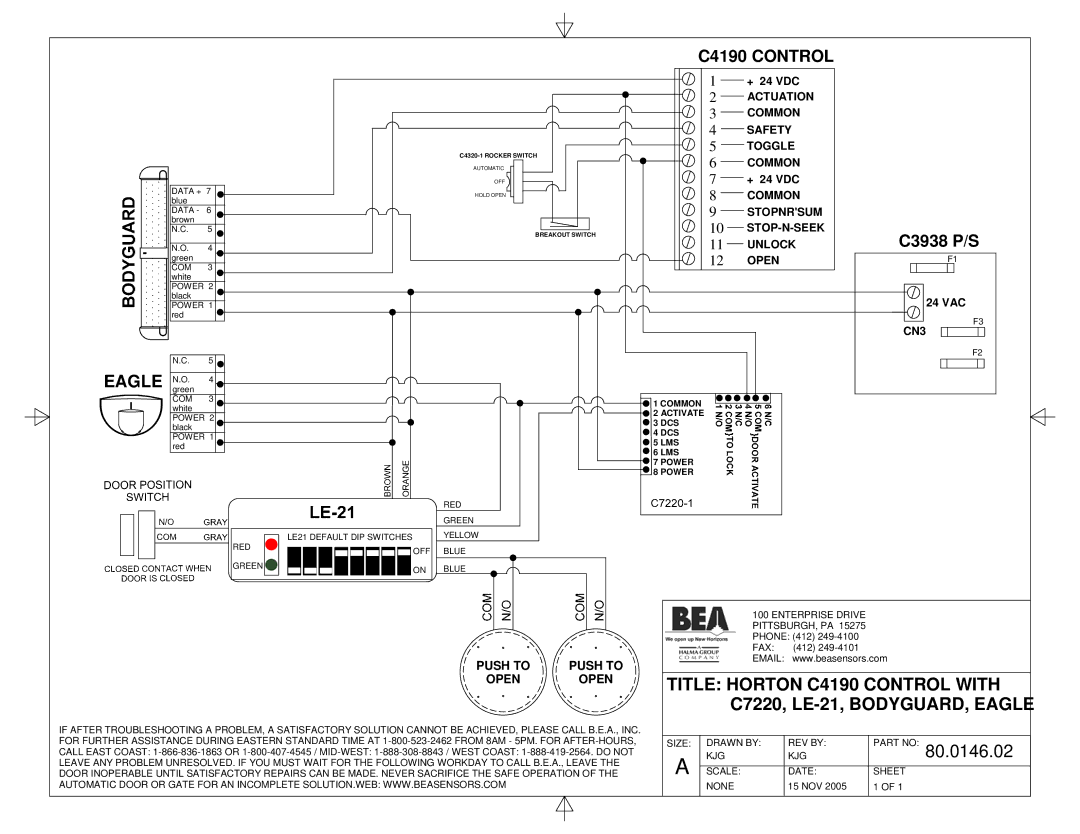 BEA 80.0091.02, C2150 manual 80.0146.02, C4190 Control 