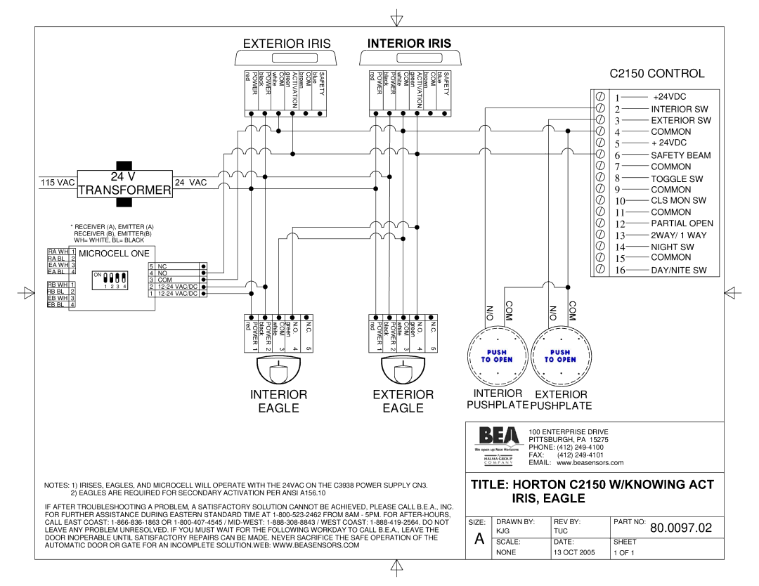 BEA C2150, 80.0091.02 manual Exterior Iris Transformer, Interior Exterior Eagle, 80.0097.02 