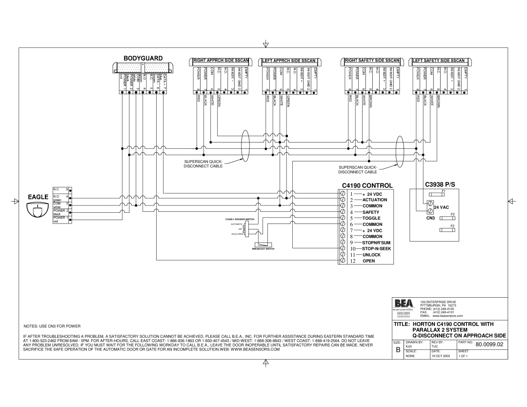 BEA C2150, 80.0091.02 manual C4190 Control 