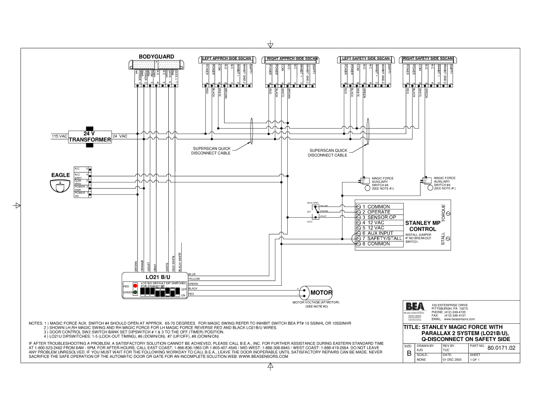 BEA Dip Switch I manual Disconnect on Safety Side, 80.0171.02 