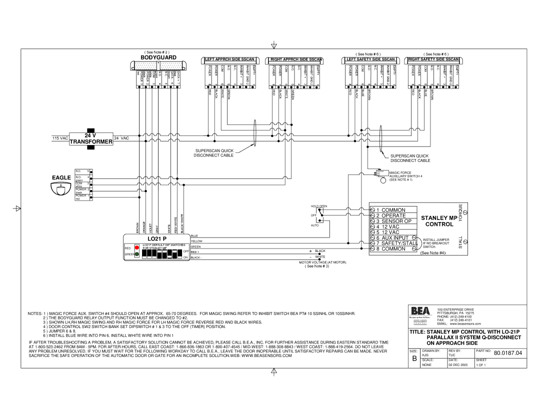 BEA Dip Switch I manual 80.0187.04, Common, Operate Sensor OP, AUX Input, Safety/Stall 