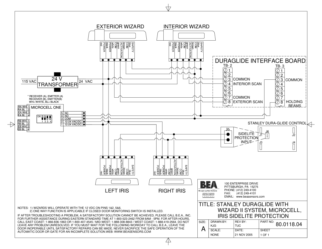 BEA Dip Switch I manual Exterior Wizard Interior Wizard, Left Iris Right Iris, 80.0118.04 