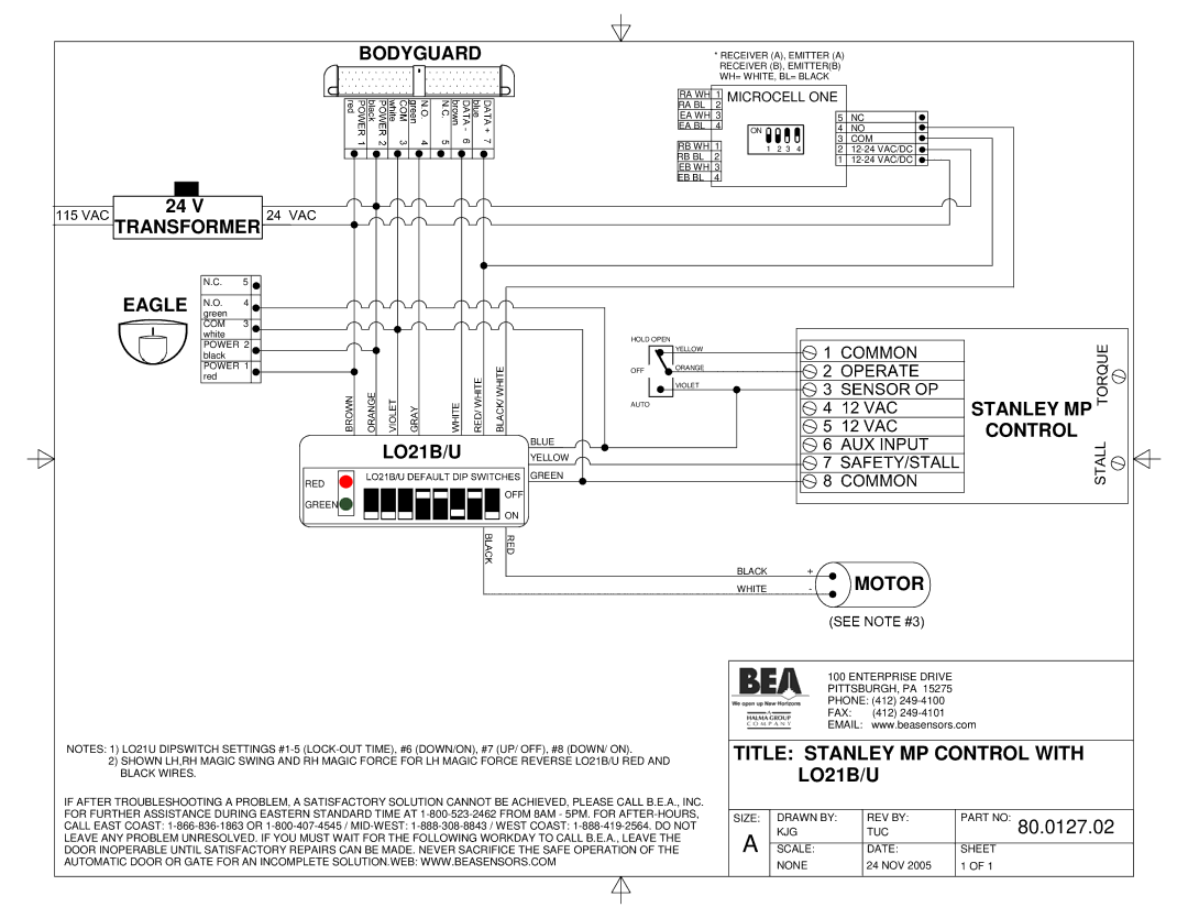 BEA Dip Switch I manual Bodyguard Transformer, LO21B/U Yellow, Title Stanley MP Control with 