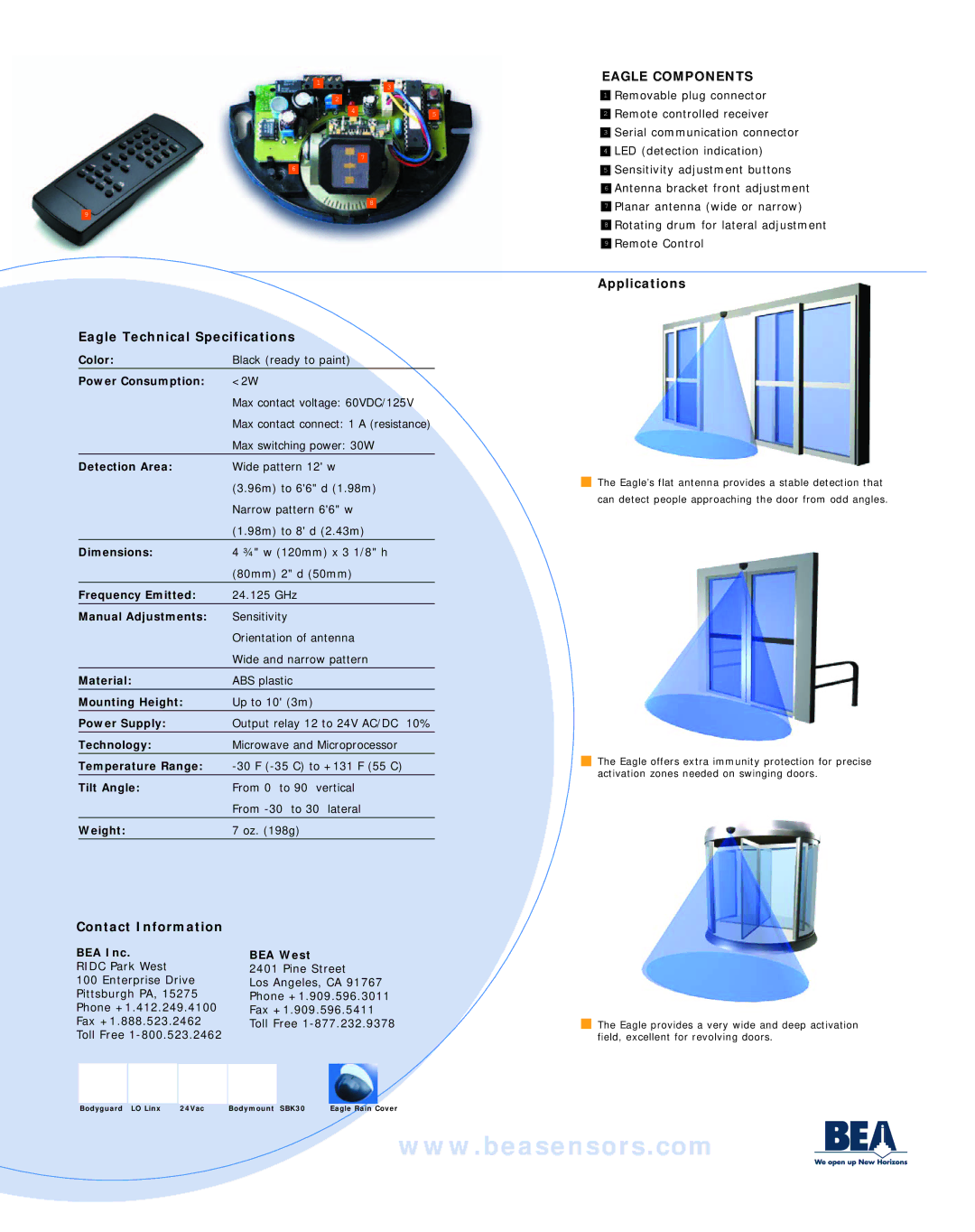 BEA manual Applications Eagle Technical Specifications, Contact Information 