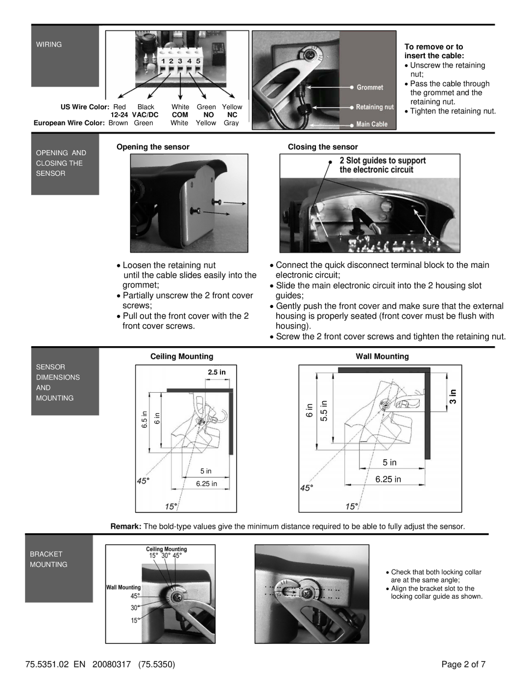 BEA FALCON XL dimensions To remove or to insert the cable, Ceiling Mounting Wall Mounting 