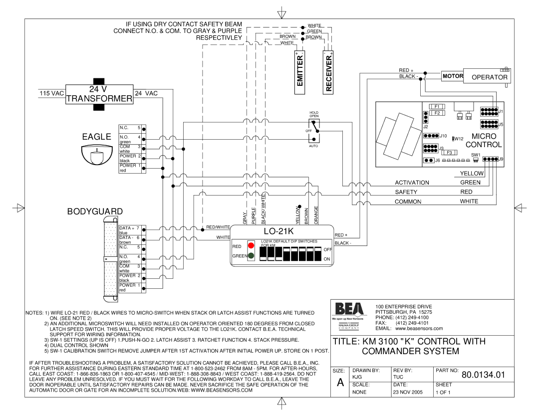 BEA KM 2000 manual Transformer, Bodyguard, LO-21K, Title KM 3100 K Control with Commander System, 80.0134.01 