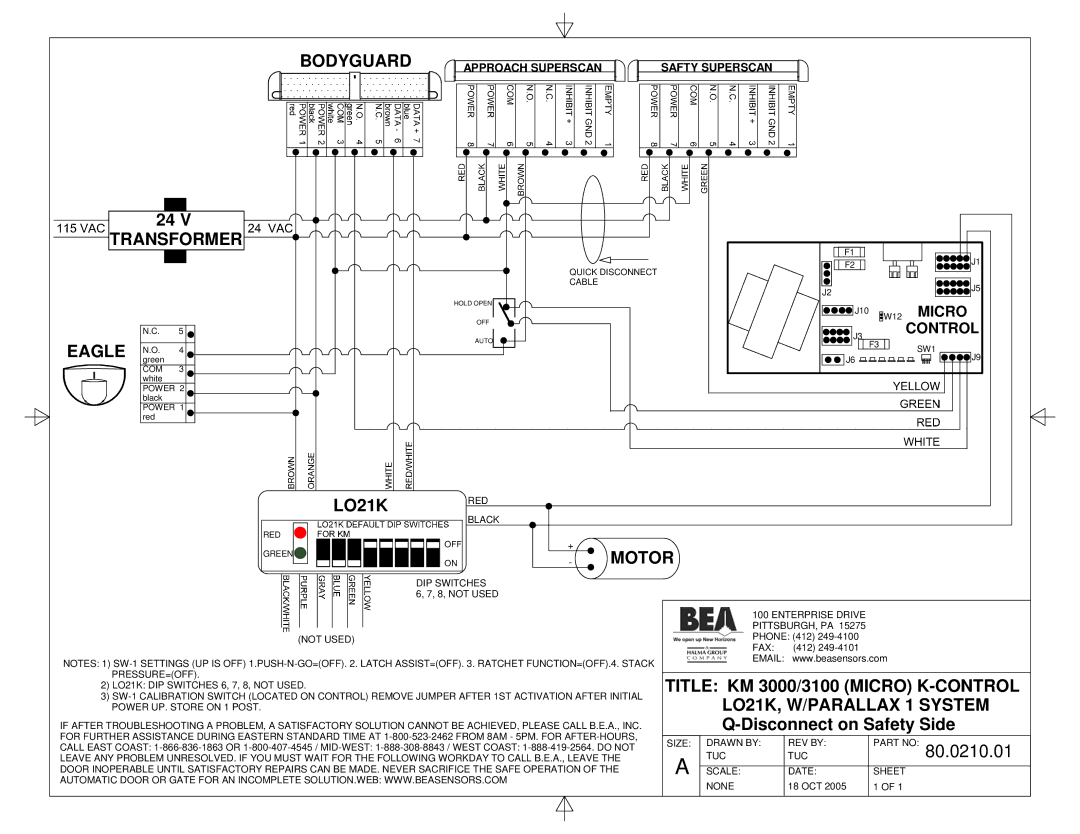 BEA KM 2000 manual Motor, Title KM 3000/3100 Micro K-CONTROL, LO21K, W/PARALLAX 1 System 