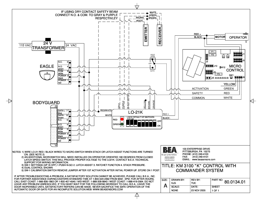 BEA KM 2000 Transformer, Bodyguard, LO-21K, TITLE KM 3100 K CONTROL WITH COMMANDER SYSTEM, 80.0134.01, W12 MICRO, Control 