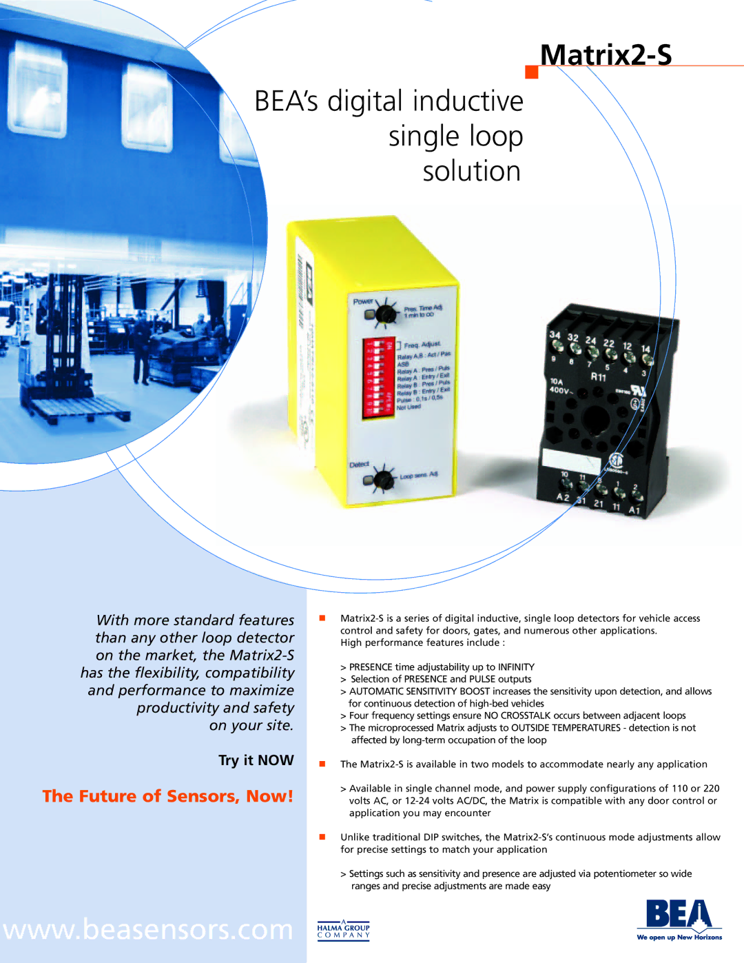 BEA Matrix2-S manual BEA’s digital inductive single loop solution, Future of Sensors, Now 