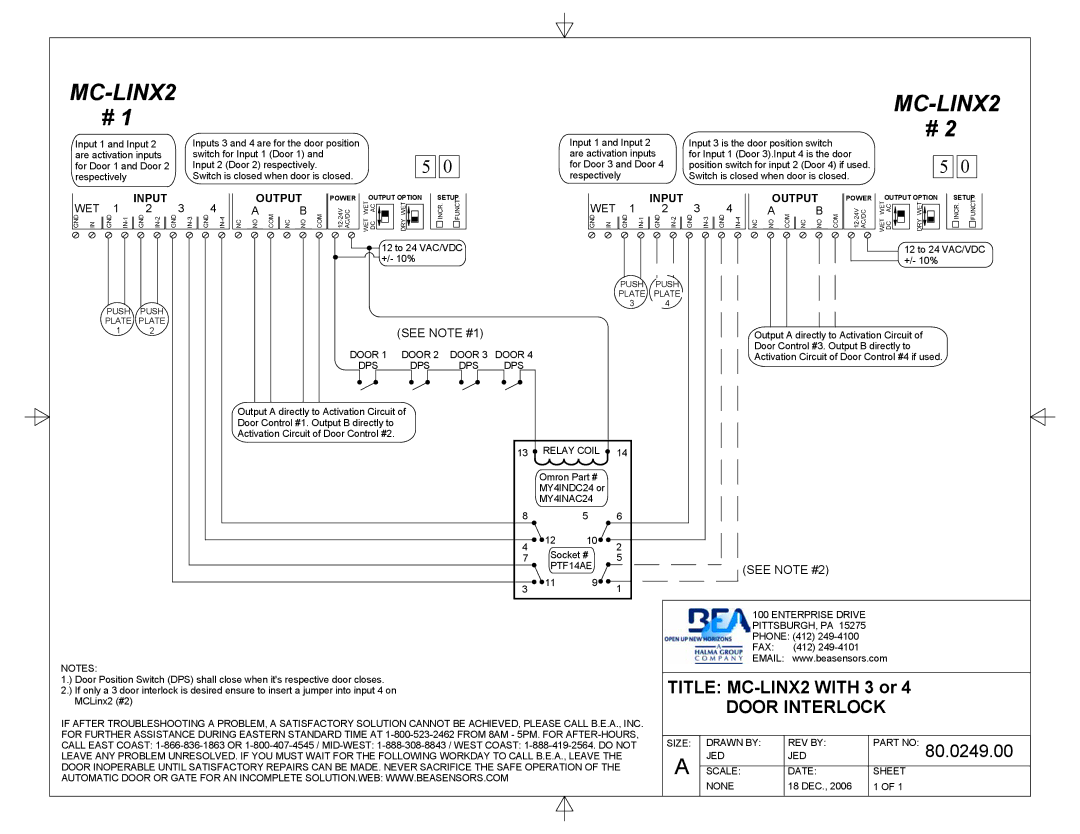 BEA 80.0249.00, MC-LINX2 manual See Note #1, See Note #2 