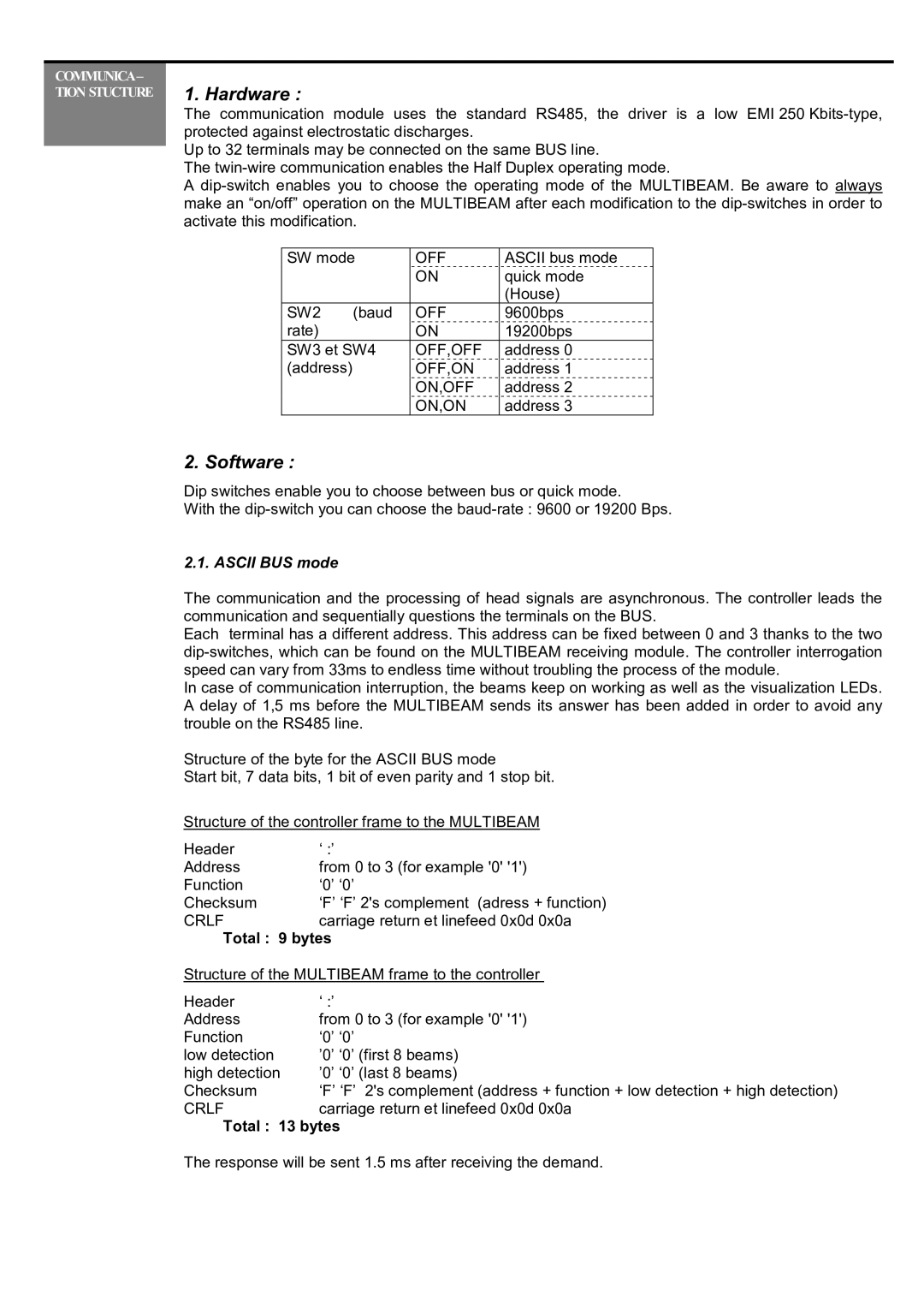 BEA Multibeam dimensions Hardware, Software 