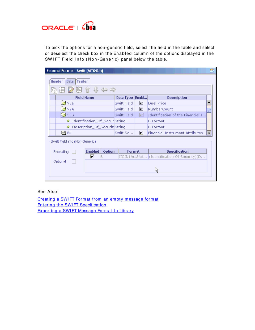 BEA SWIFT Adapter manual See Also 