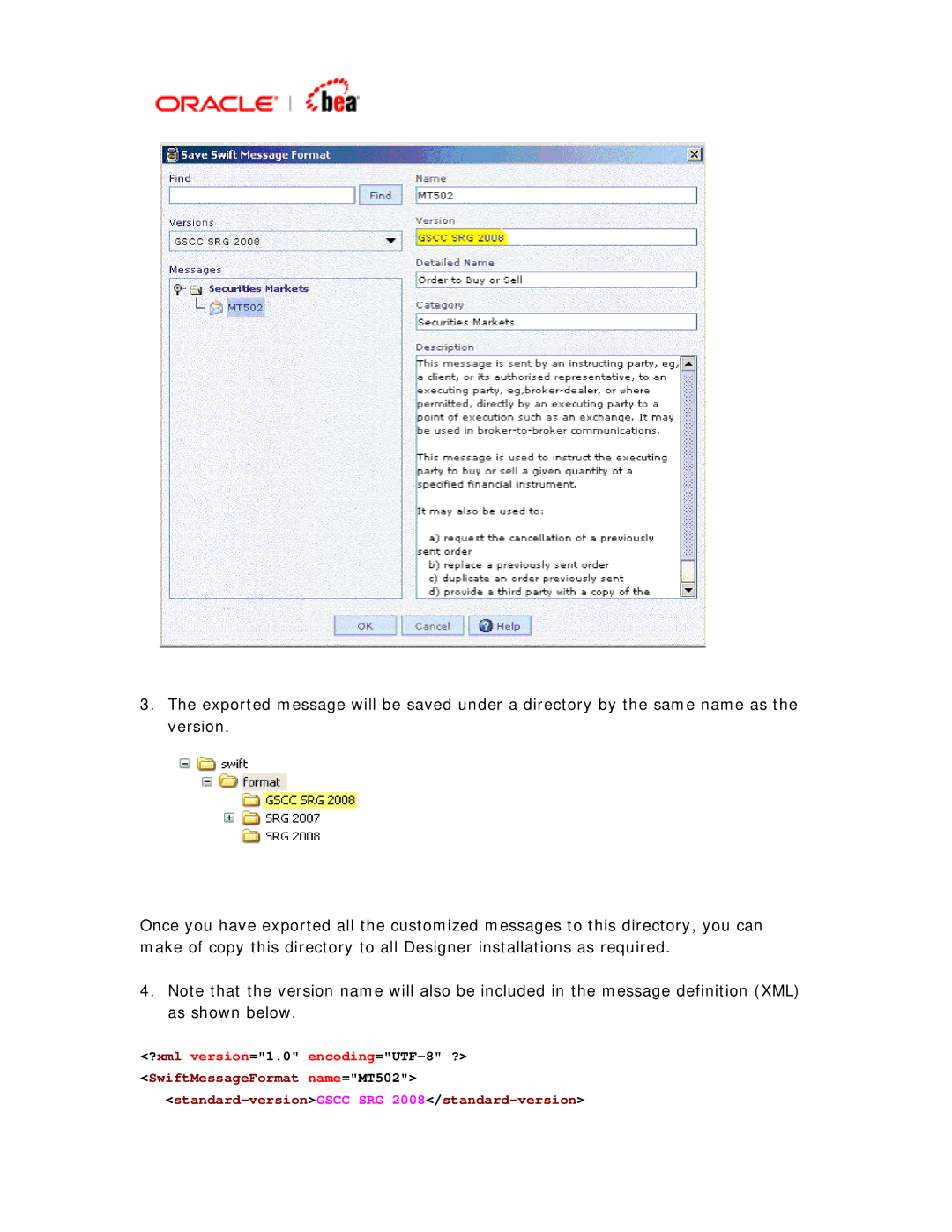 BEA SWIFT Adapter manual Standard-versionGSCC SRG 2008/standard-version 