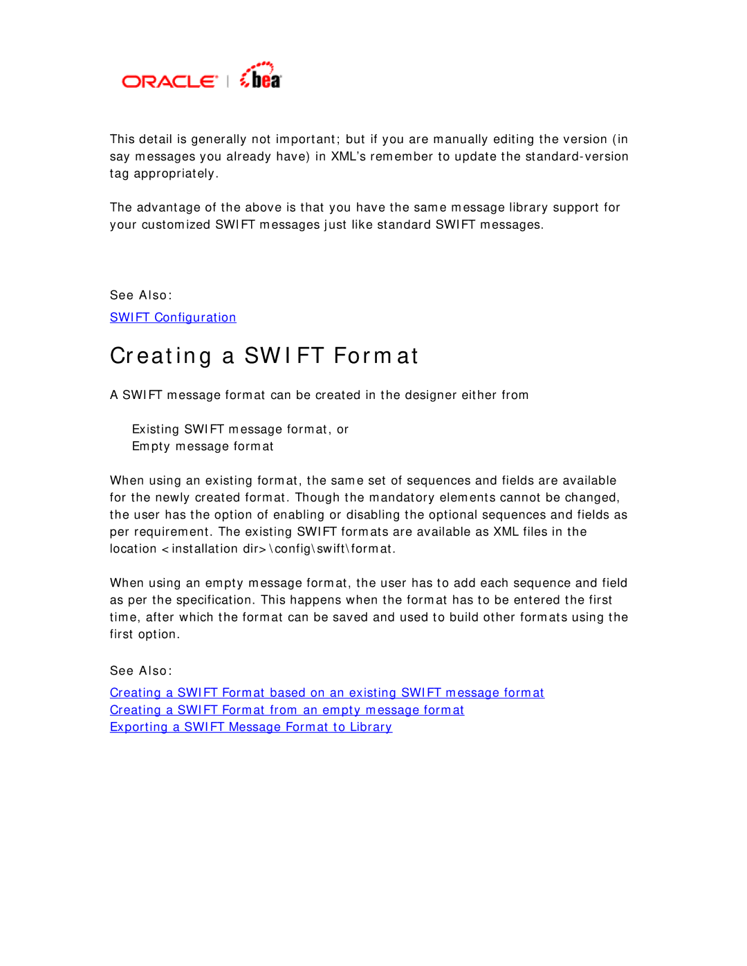 BEA SWIFT Adapter manual Creating a Swift Format 