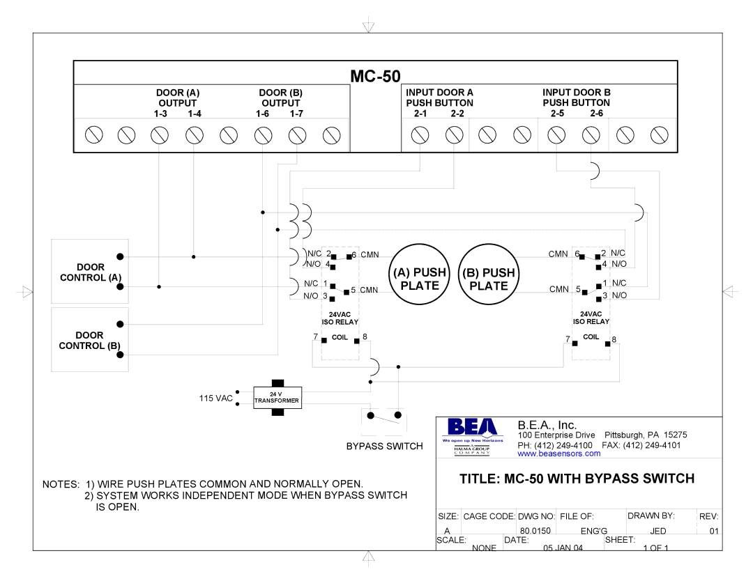 BEA Two MC50s Interlocking 4 Doors manual 6040-414.= 