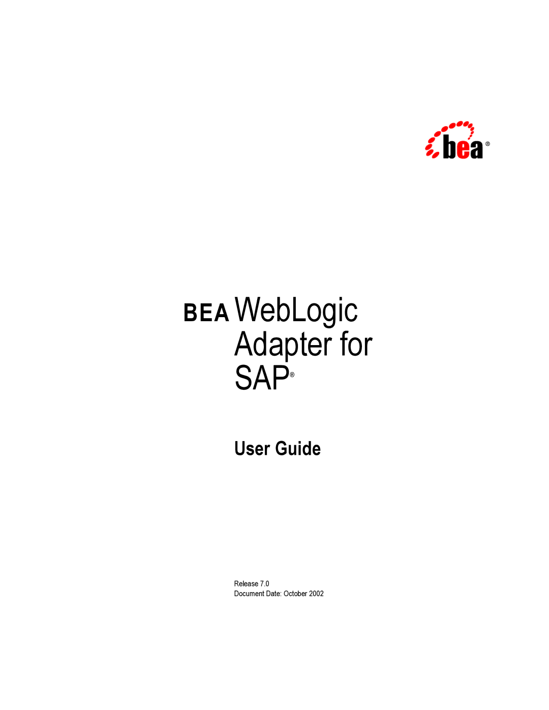 BEA manual BEA WebLogic Adapter for SAP 