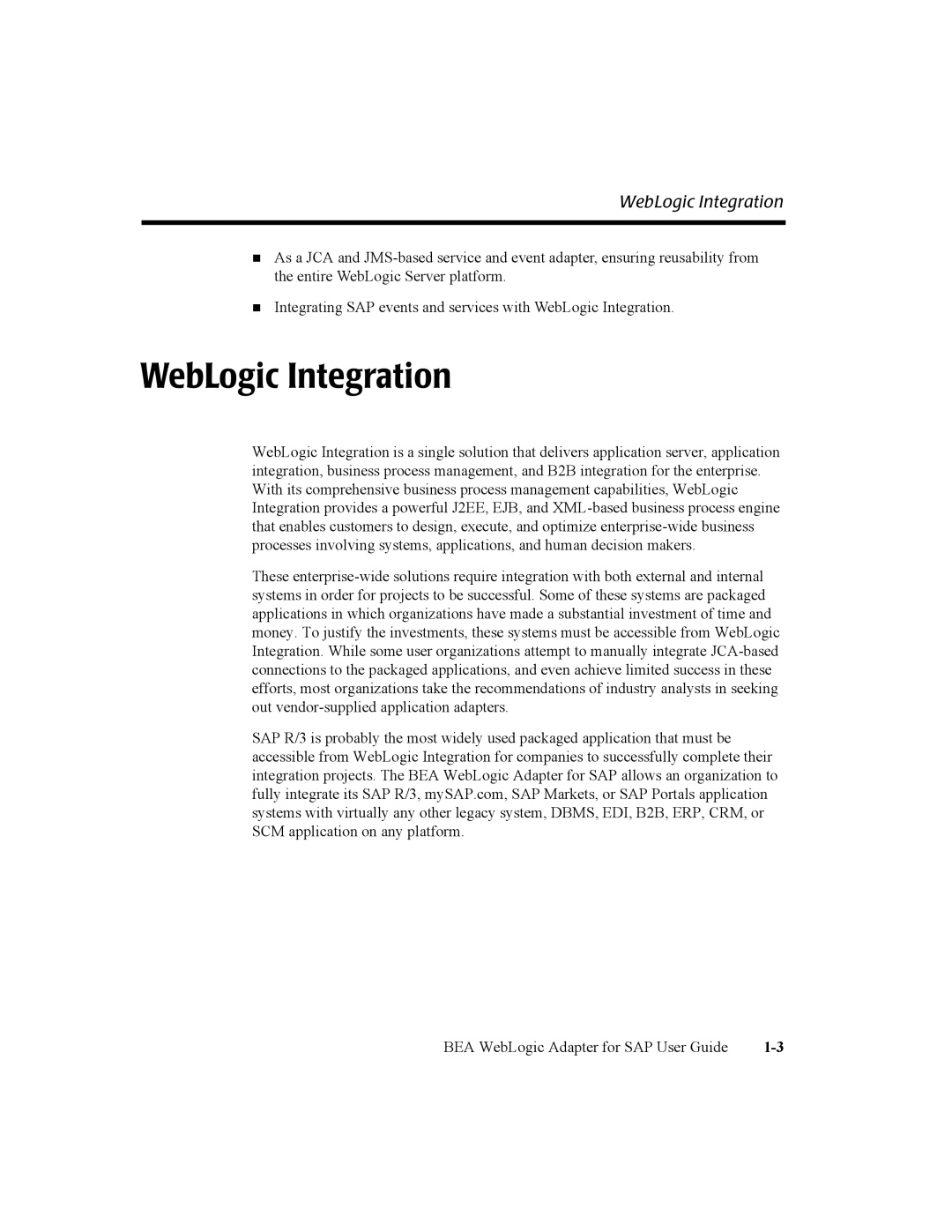 BEA WebLogic Adapter for SAP manual WebLogic Integration 