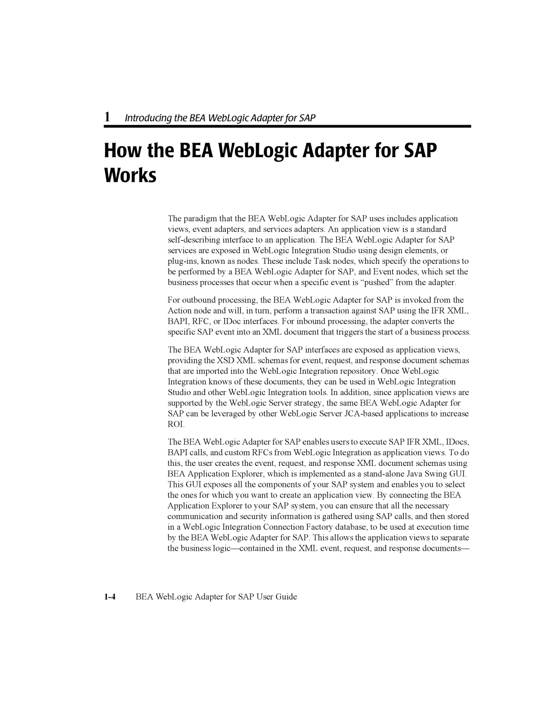 BEA manual How the BEA WebLogic Adapter for SAP Works 