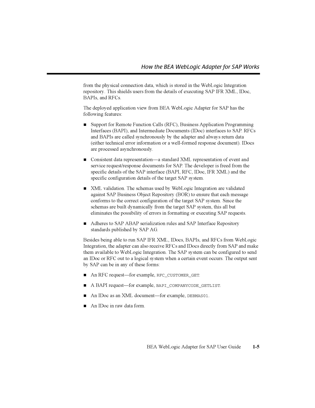 BEA manual How the BEA WebLogic Adapter for SAP Works 