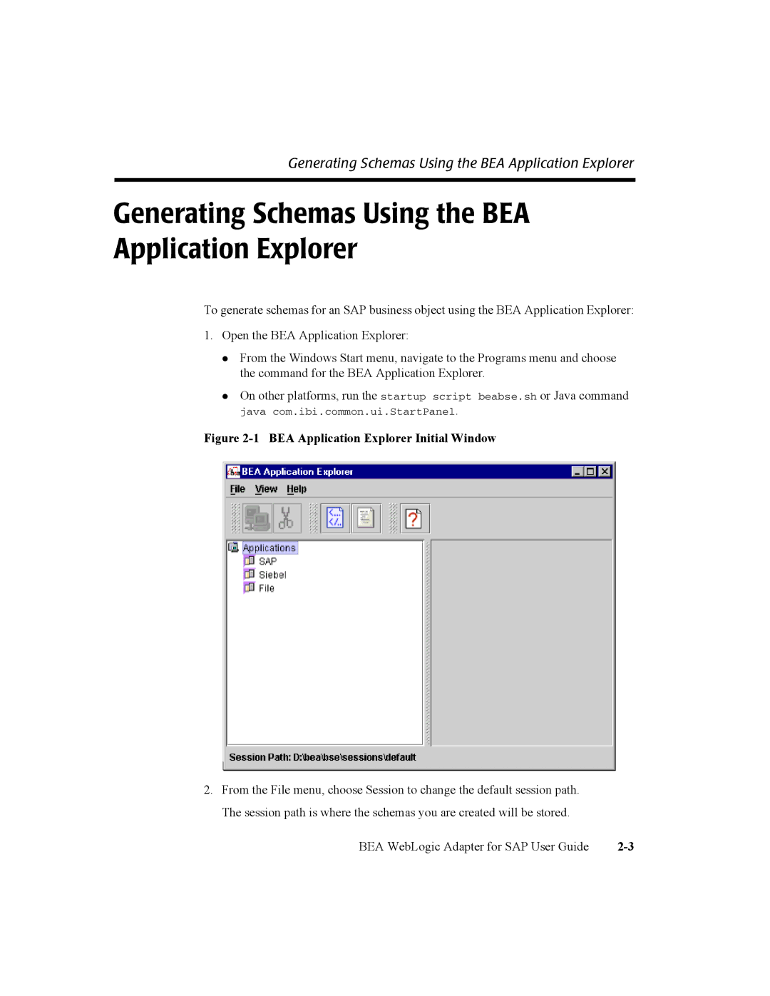 BEA WebLogic Adapter for SAP manual Generating Schemas Using the BEA Application Explorer 