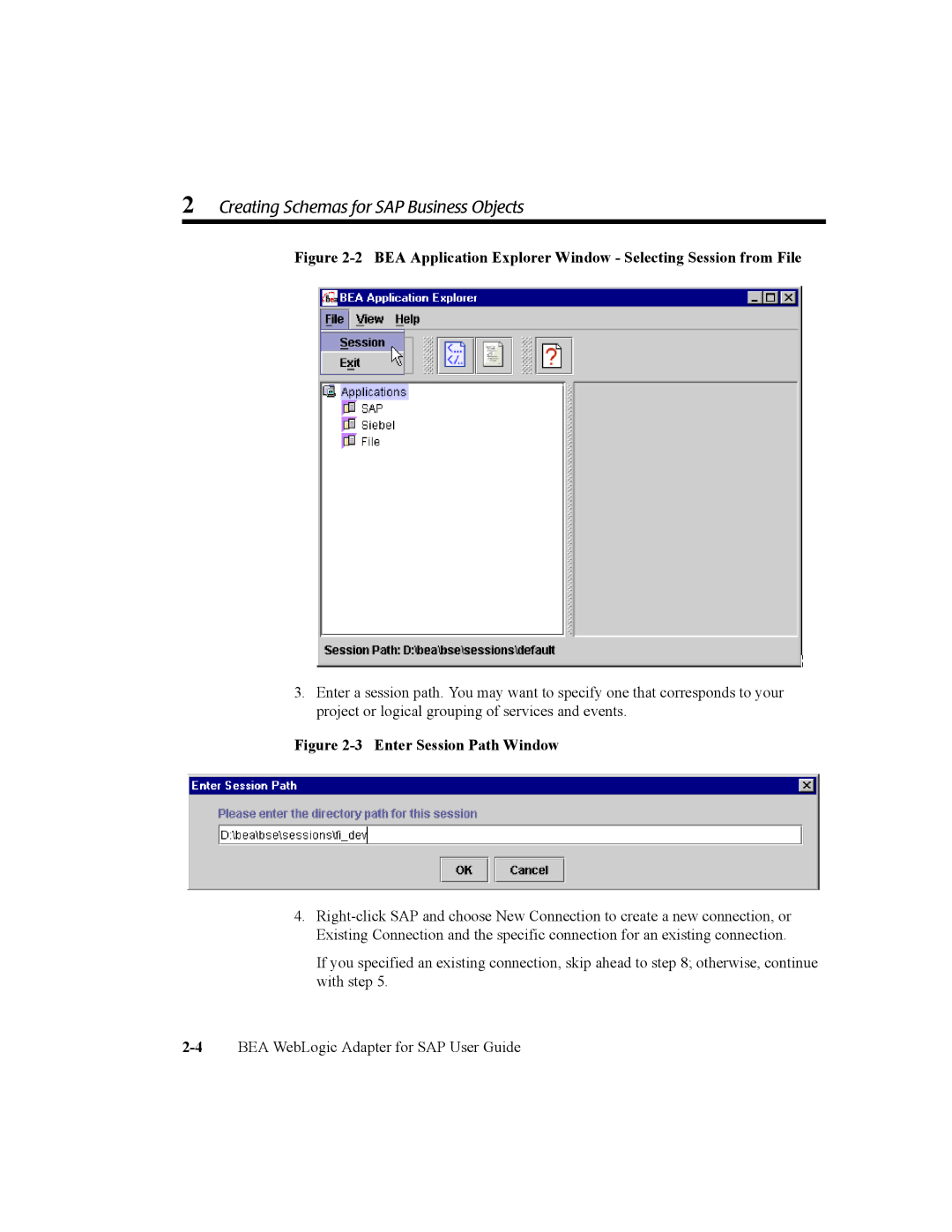 BEA WebLogic Adapter for SAP manual BEA Application Explorer Window Selecting Session from File 