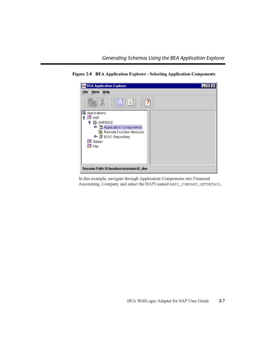 BEA WebLogic Adapter for SAP manual BEA Application Explorer Selecting Application Components 