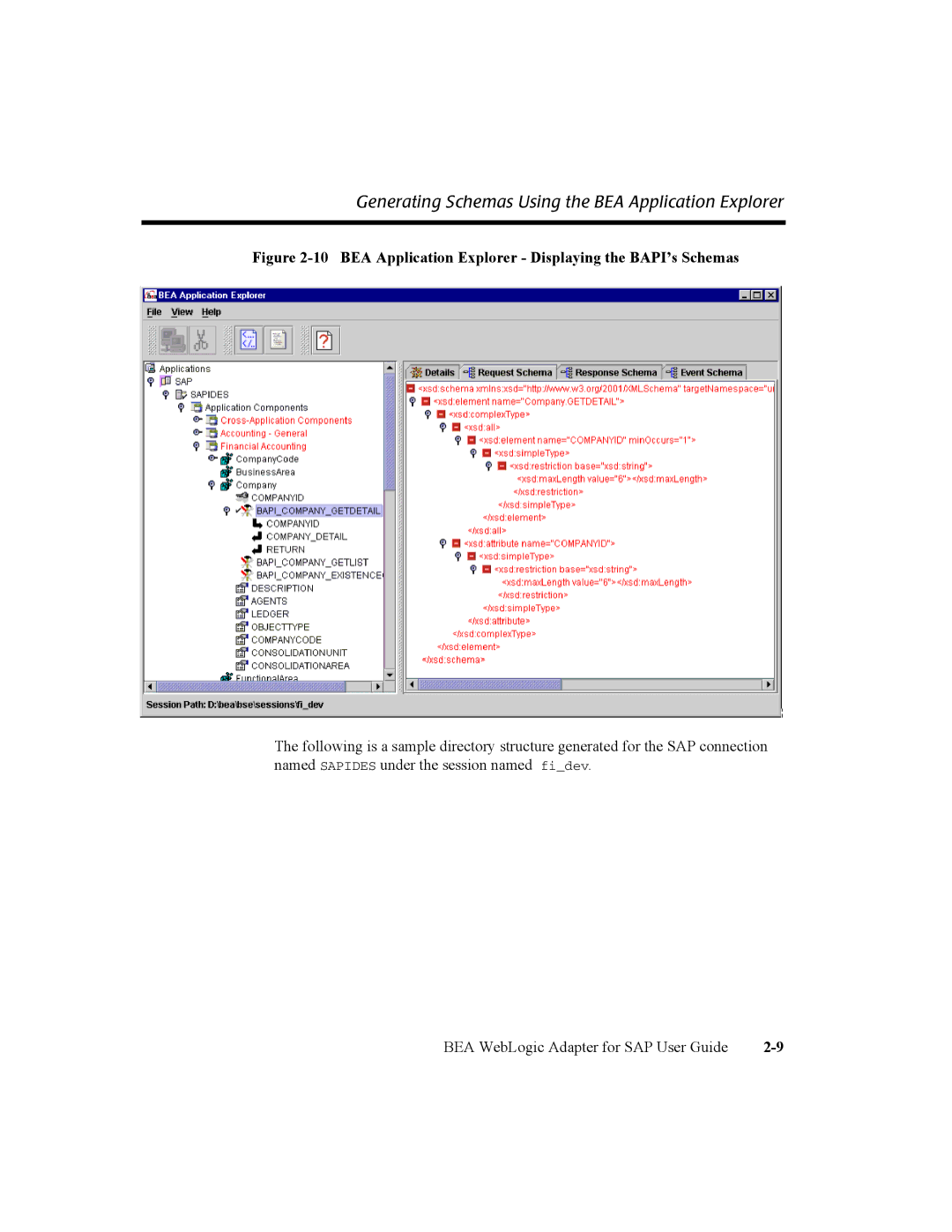 BEA WebLogic Adapter for SAP manual BEA Application Explorer Displaying the BAPI’s Schemas 