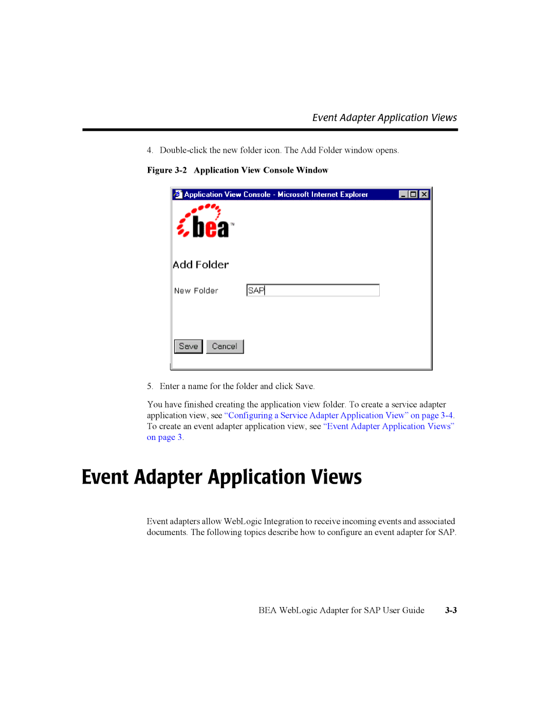 BEA WebLogic Adapter for SAP manual Event Adapter Application Views 