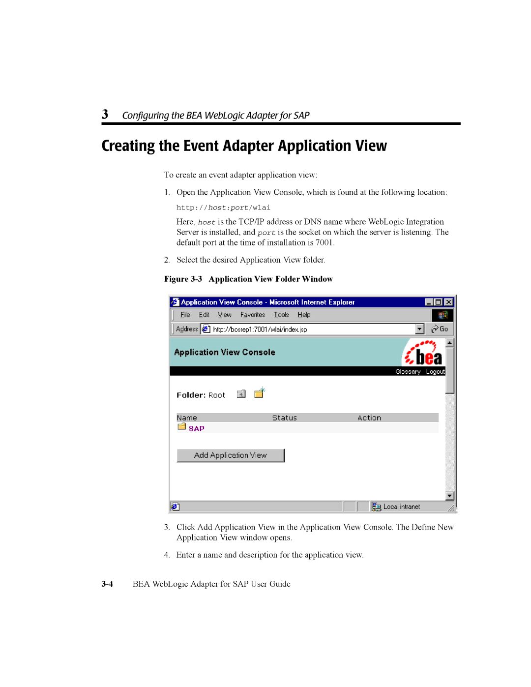 BEA WebLogic Adapter for SAP manual Creating the Event Adapter Application View 