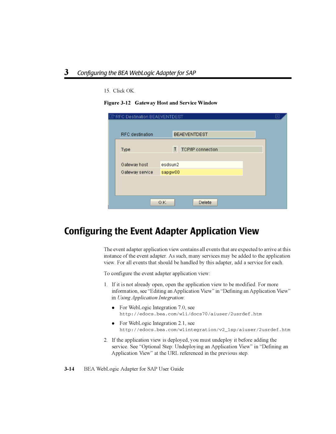 BEA WebLogic Adapter for SAP manual Configuring the Event Adapter Application View 