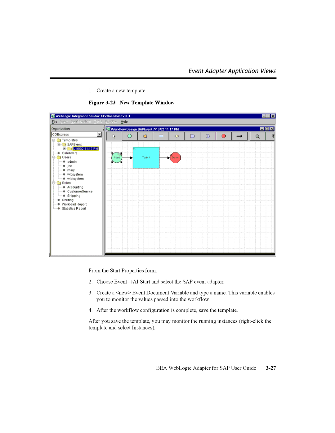 BEA WebLogic Adapter for SAP manual New Template Window 