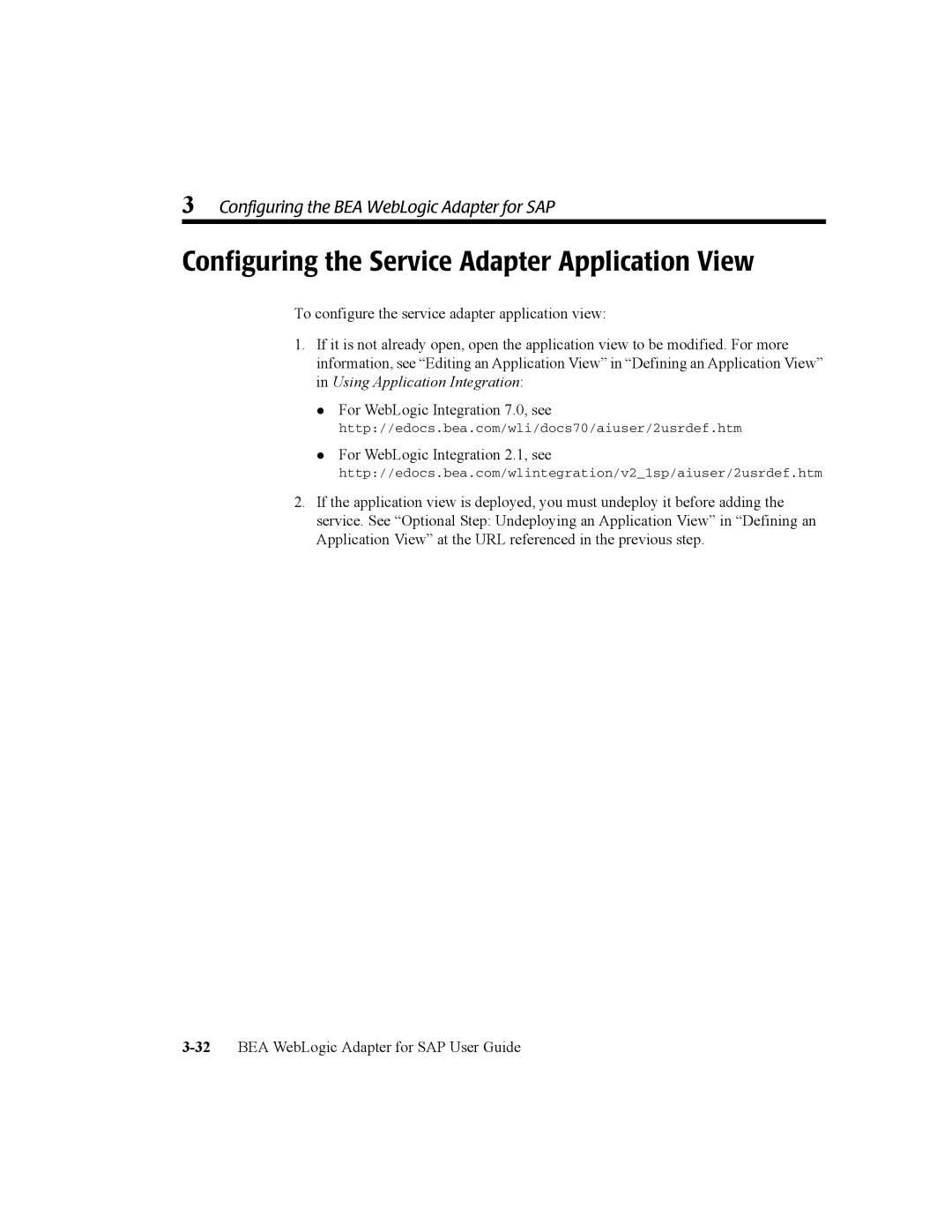 BEA WebLogic Adapter for SAP manual Configuring the Service Adapter Application View 