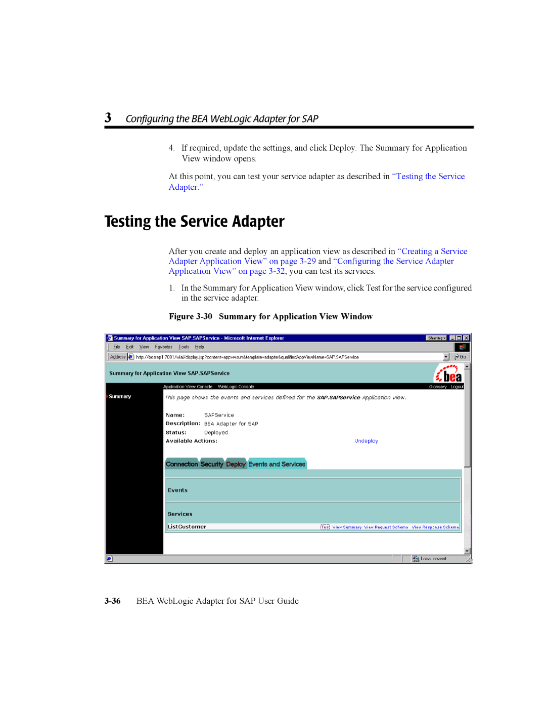 BEA WebLogic Adapter for SAP manual Testing the Service Adapter 