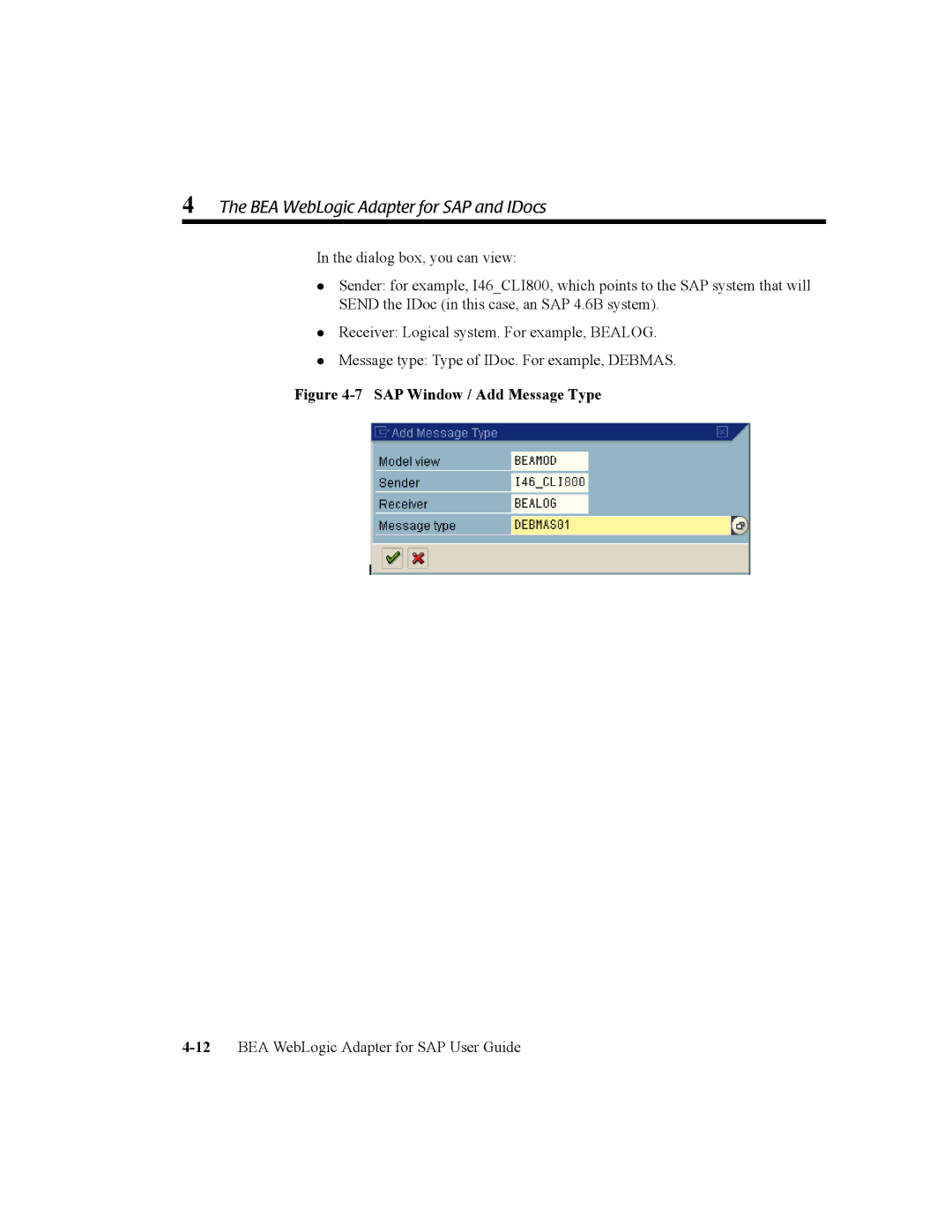 BEA WebLogic Adapter for SAP manual SAP Window / Add Message Type 