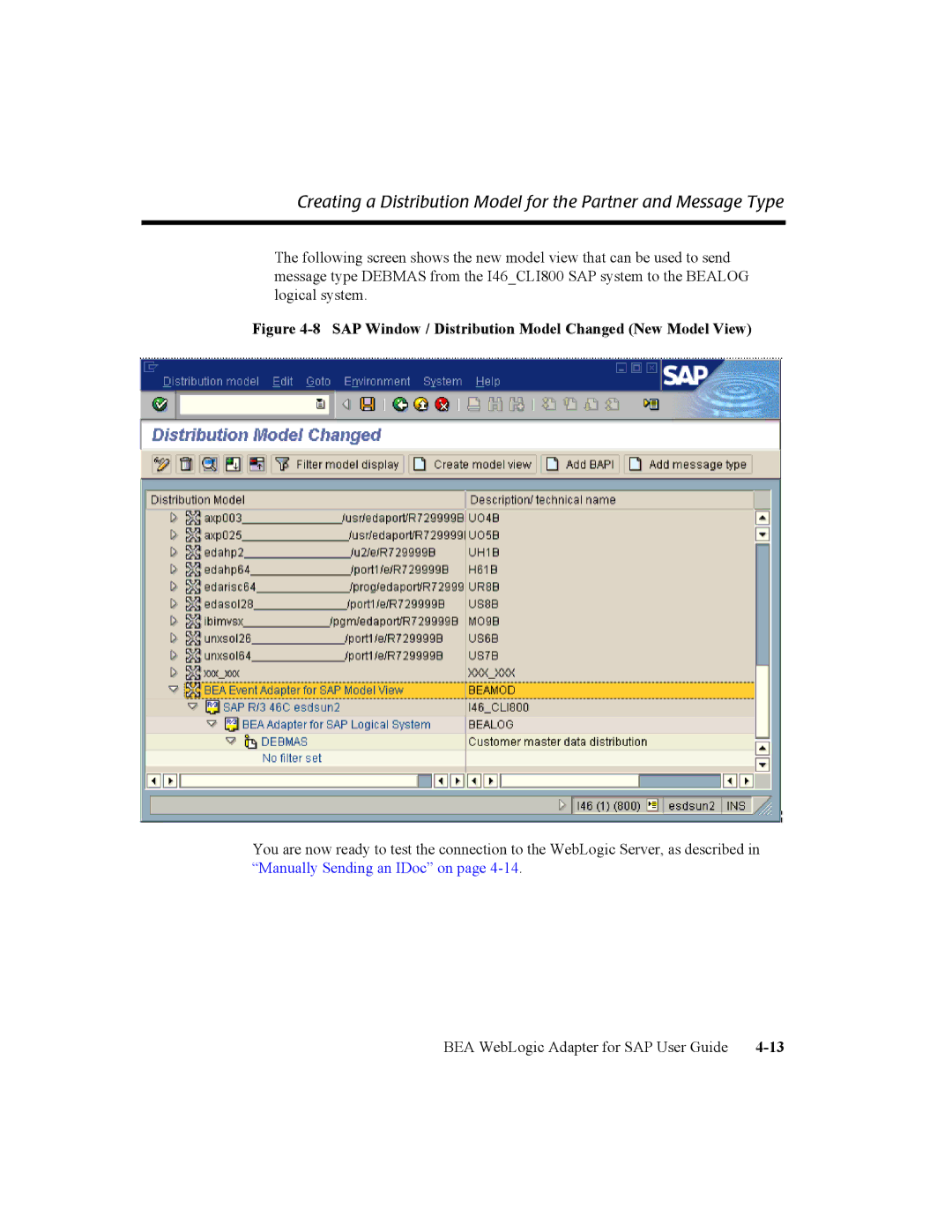 BEA WebLogic Adapter for SAP manual SAP Window / Distribution Model Changed New Model View 