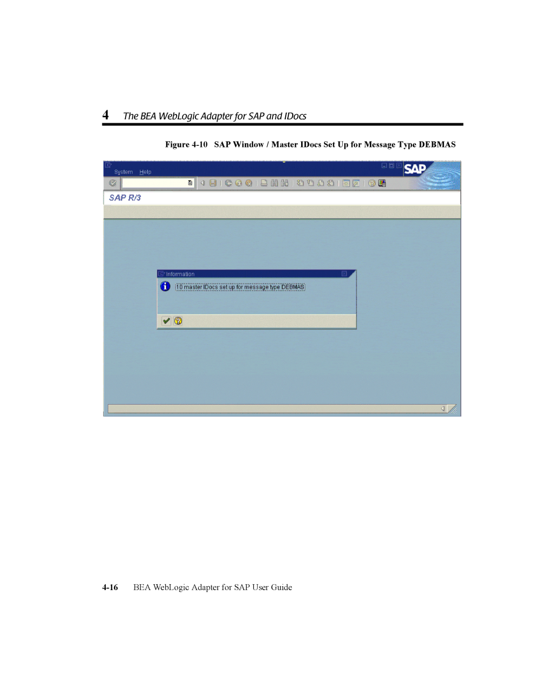 BEA WebLogic Adapter for SAP manual SAP Window / Master IDocs Set Up for Message Type Debmas 