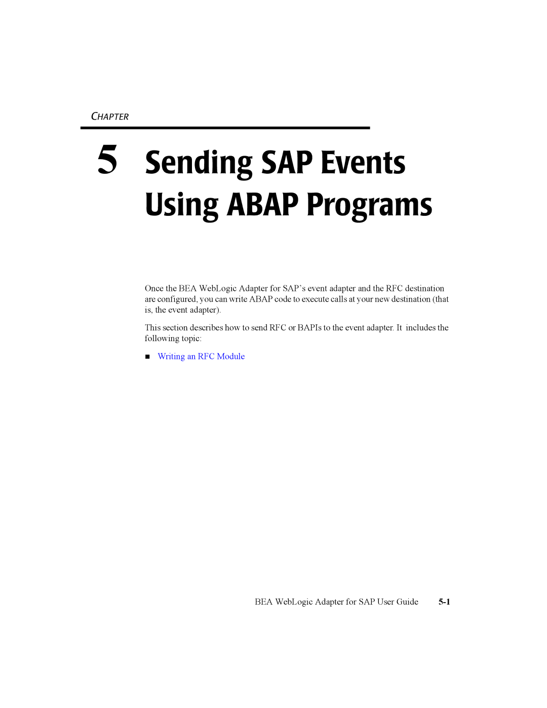 BEA WebLogic Adapter for SAP manual Sending SAP Events Using Abap Programs 