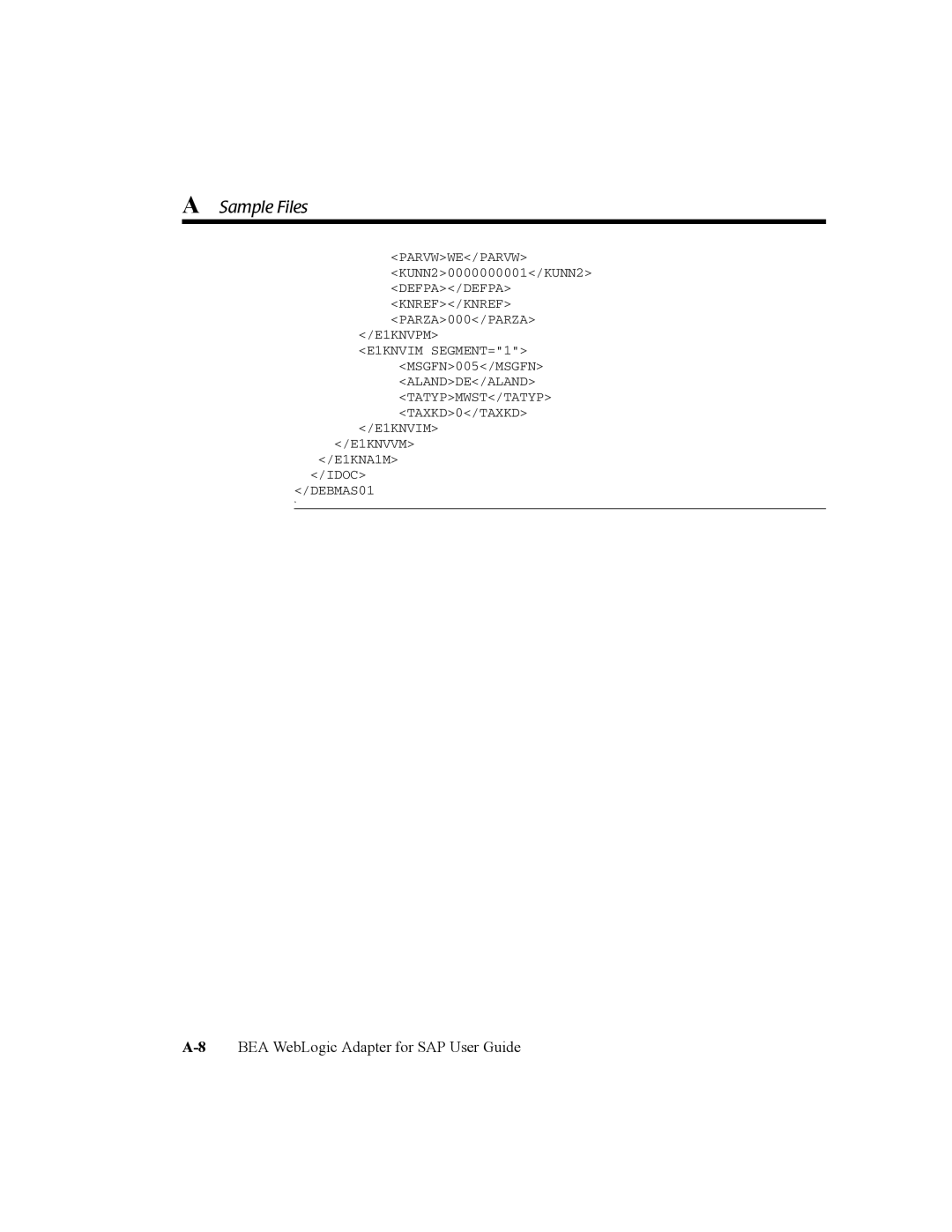 BEA WebLogic Adapter for SAP manual Parvwwe/Parvw 