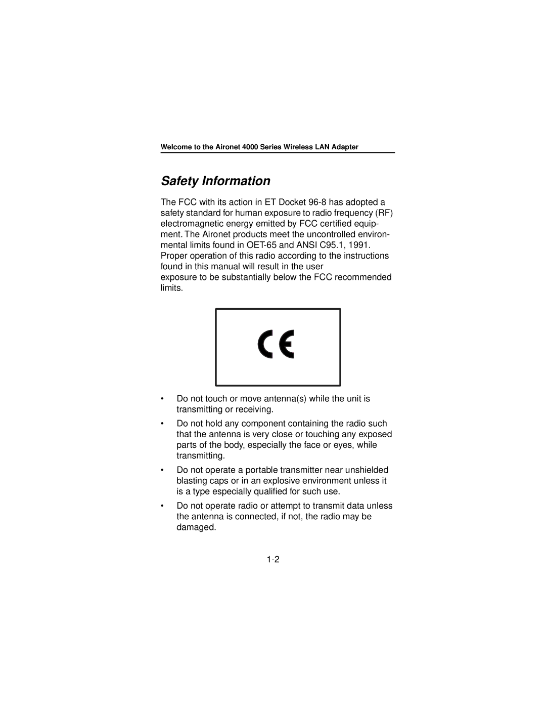 Beacon Computer Lan Adapter manual Safety Information 