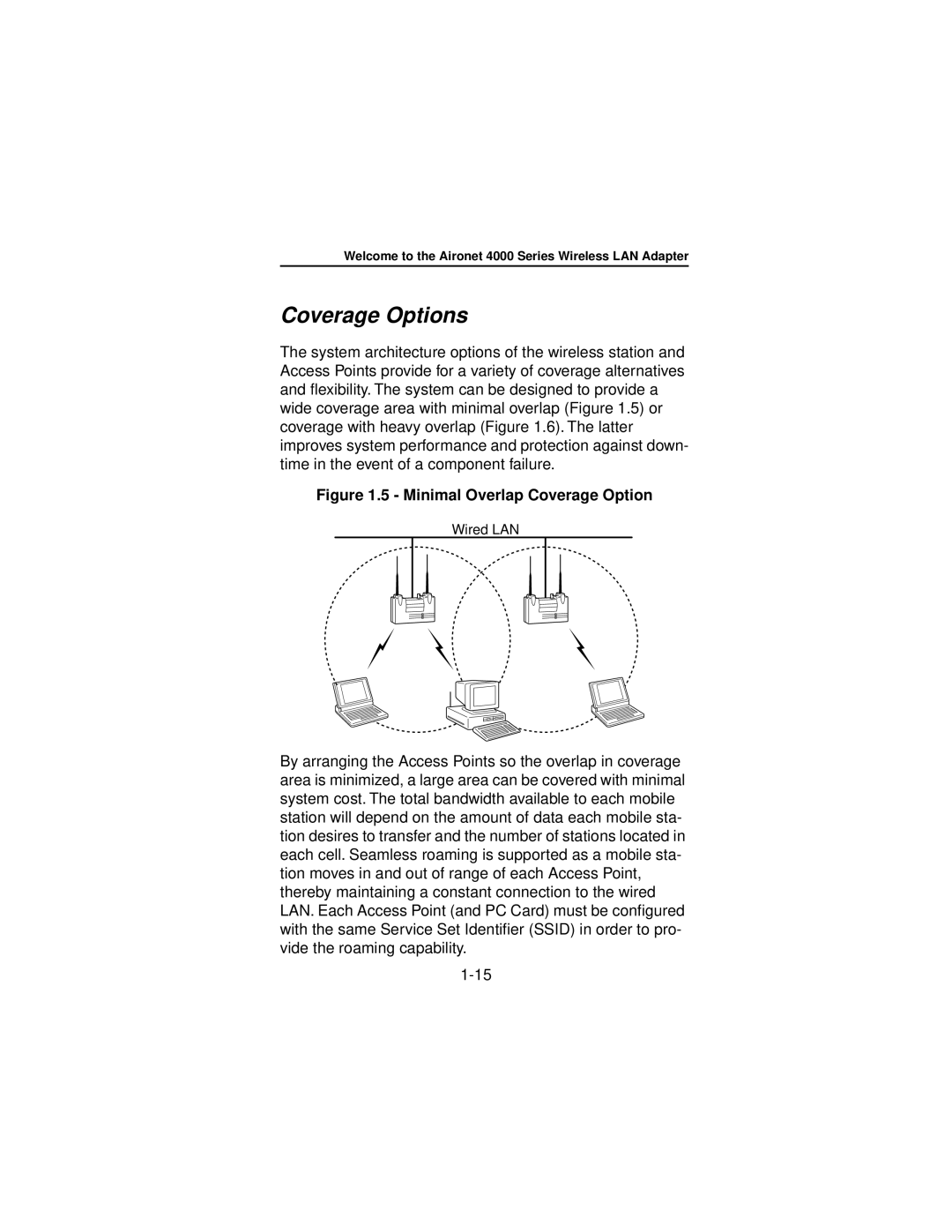 Beacon Computer Lan Adapter manual Coverage Options, Minimal Overlap Coverage Option 