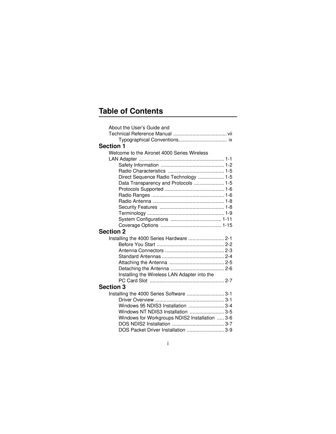 Beacon Computer Lan Adapter manual Table of Contents 