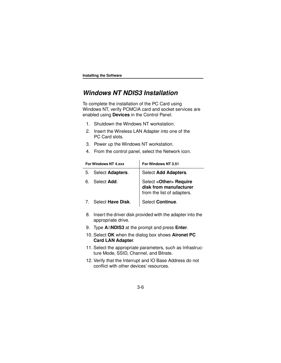 Beacon Computer Lan Adapter Windows NT NDIS3 Installation, Select Add Adapters, Select Other Require, Select Have Disk 