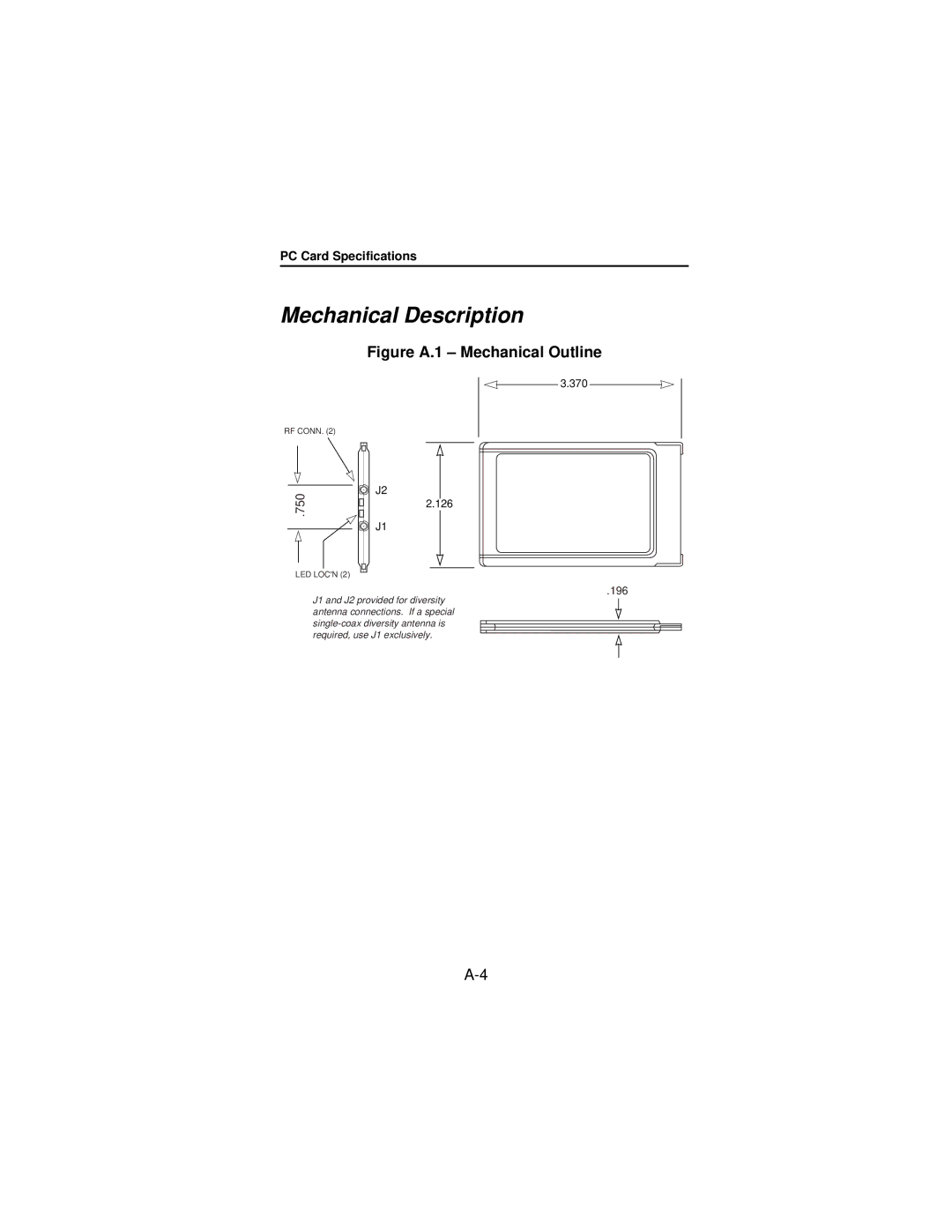 Beacon Computer Lan Adapter manual Mechanical Description, Figure A.1 Mechanical Outline 