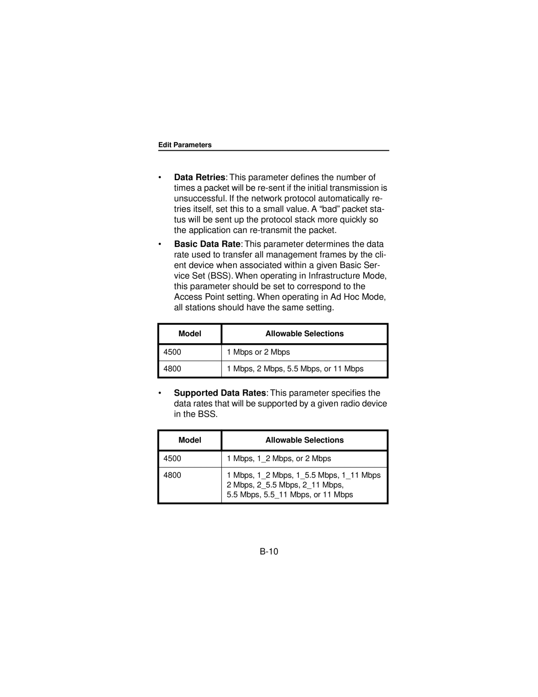 Beacon Computer Lan Adapter manual Model Allowable Selections 