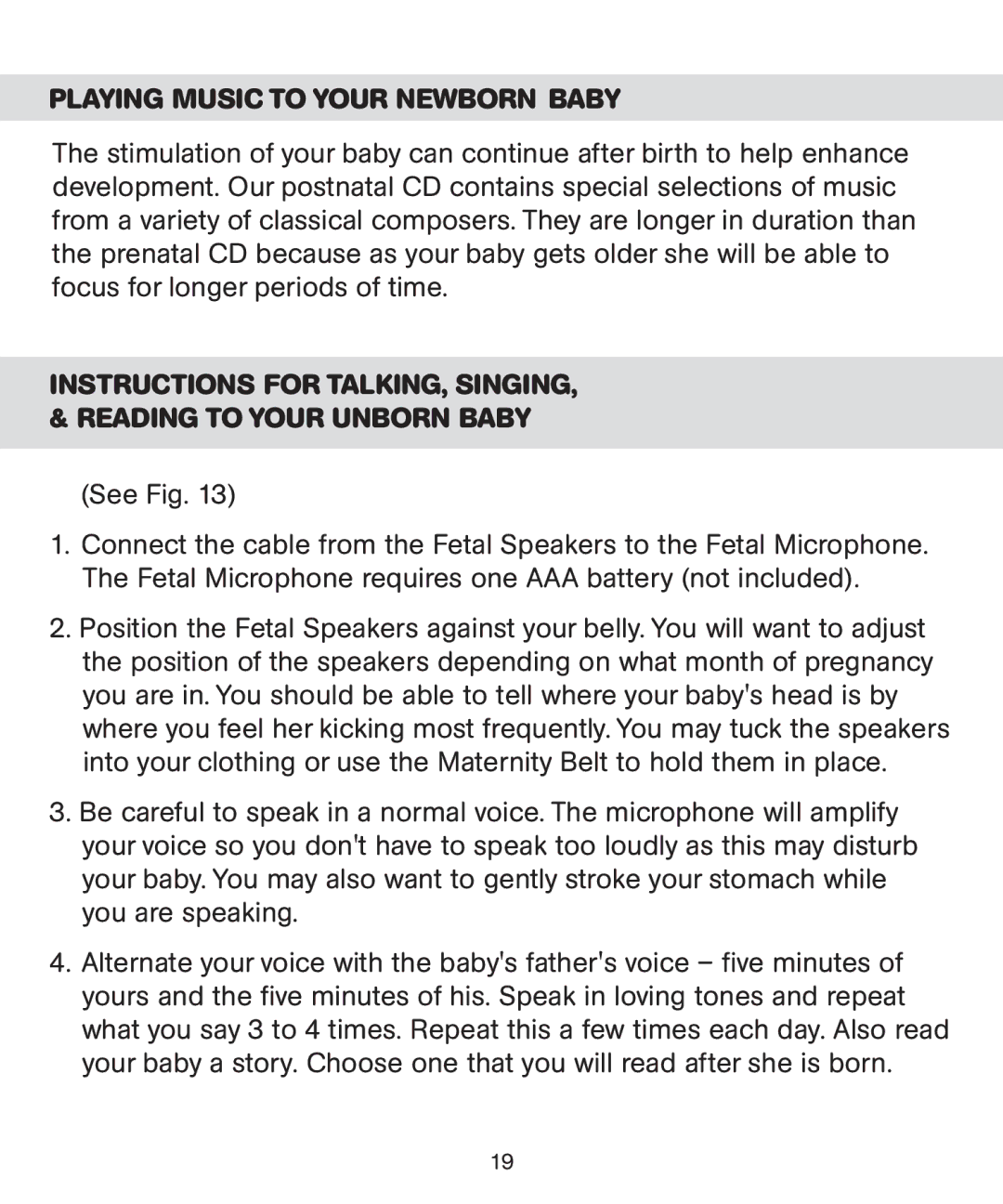 Bebe Sounds Be005 instruction manual Playing Music to Your Newborn Baby 