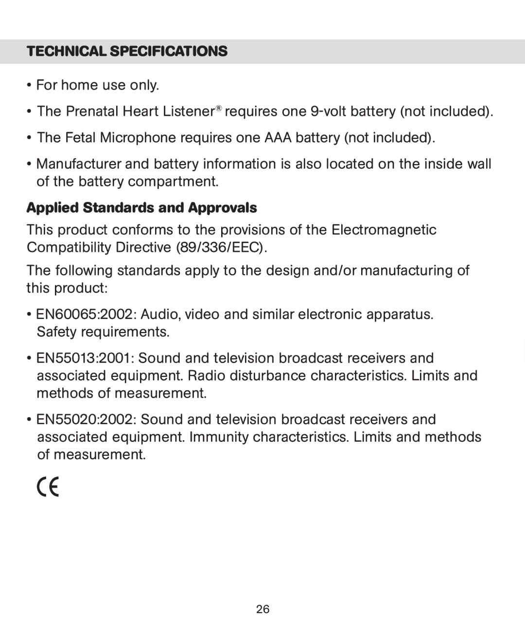 Bebe Sounds Be005 instruction manual Technical Specifications, Applied Standards and Approvals 