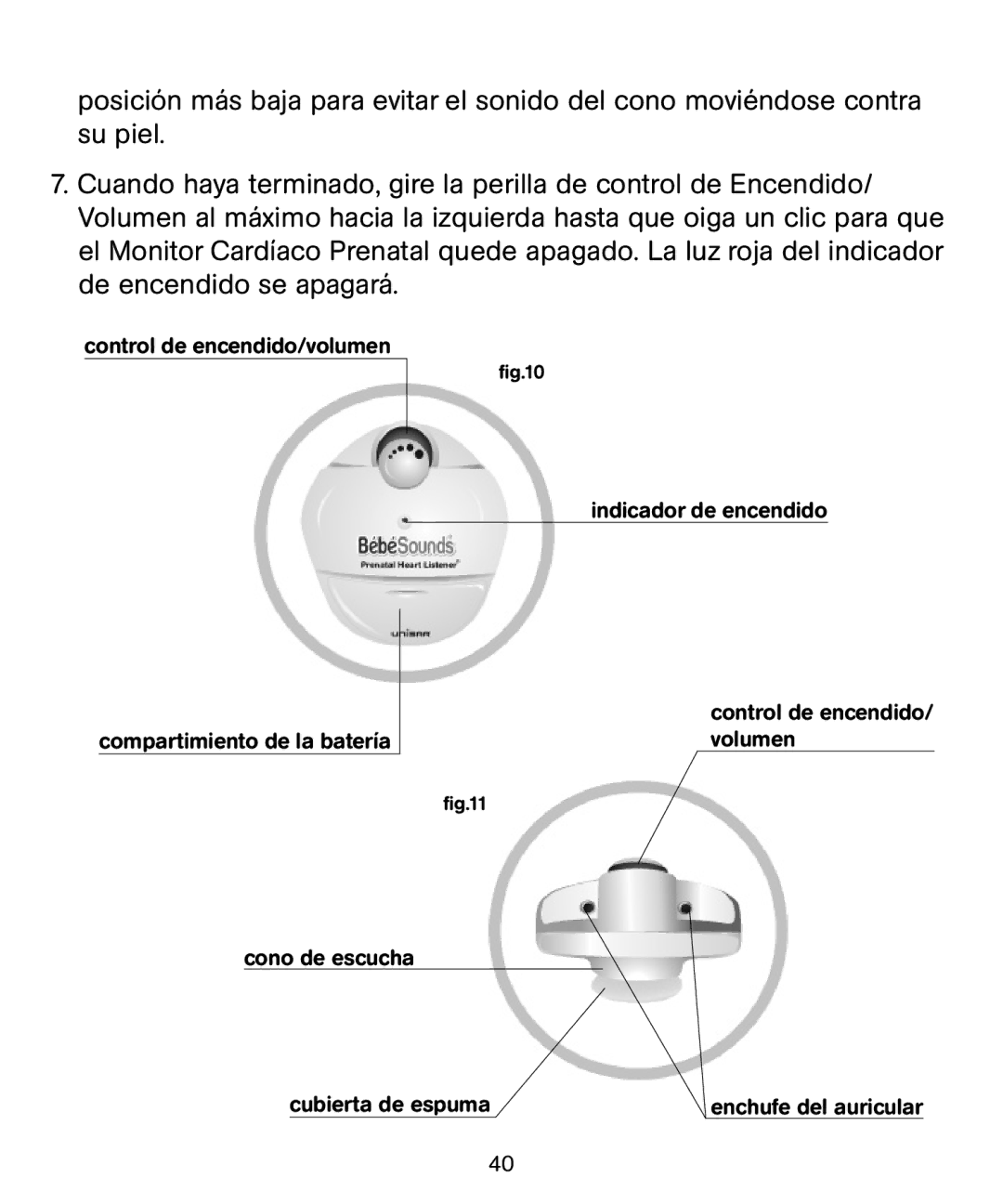 Bebe Sounds Be005 instruction manual Control de encendido/volumen 