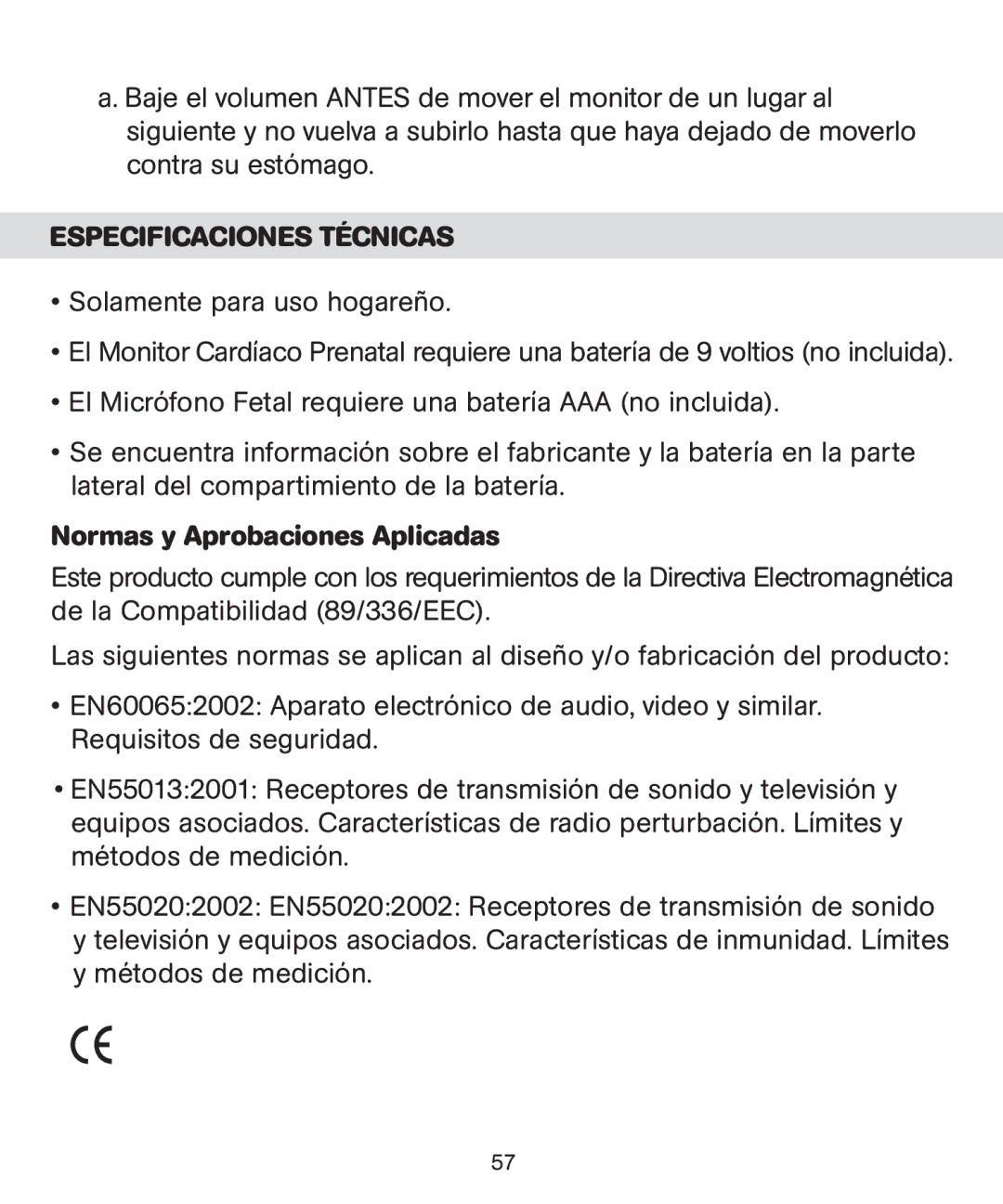 Bebe Sounds Be005 instruction manual Especificaciones Técnicas, Normas y Aprobaciones Aplicadas 